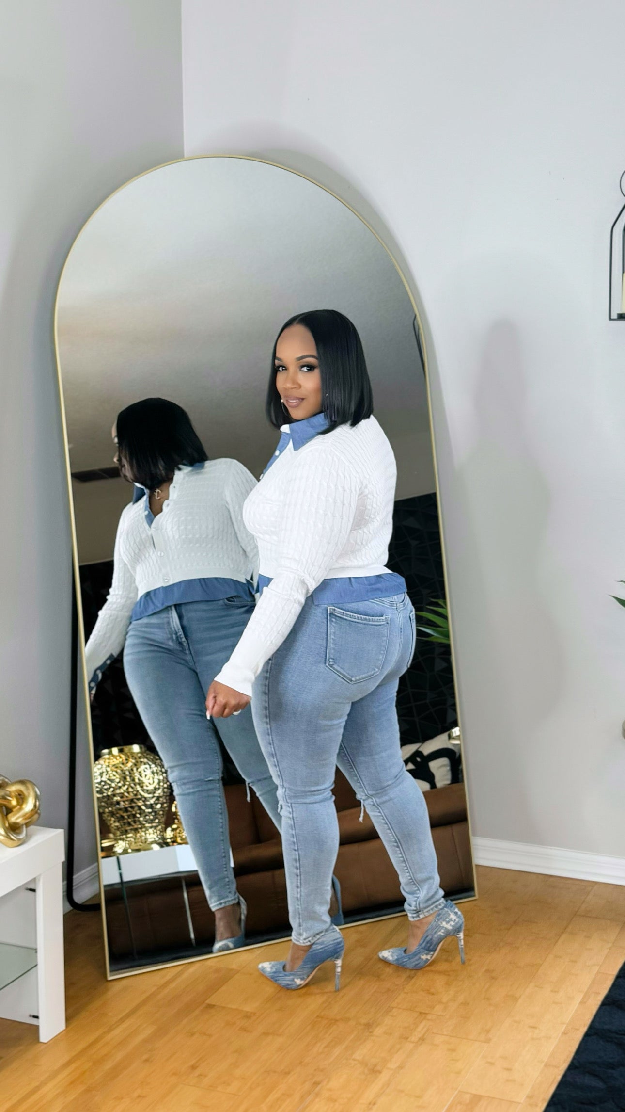 Mixed Media Cable Knit Sweater