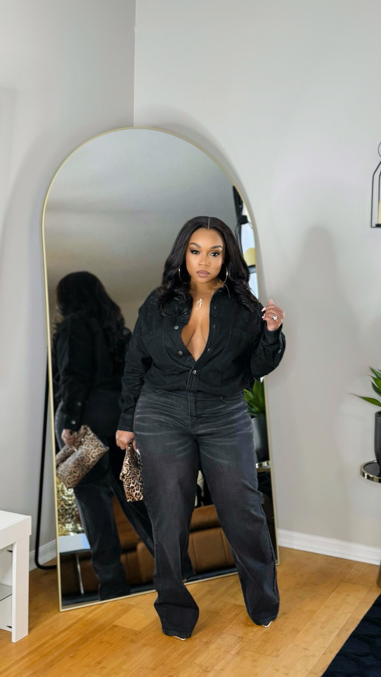 Denim Jumpsuit-Black