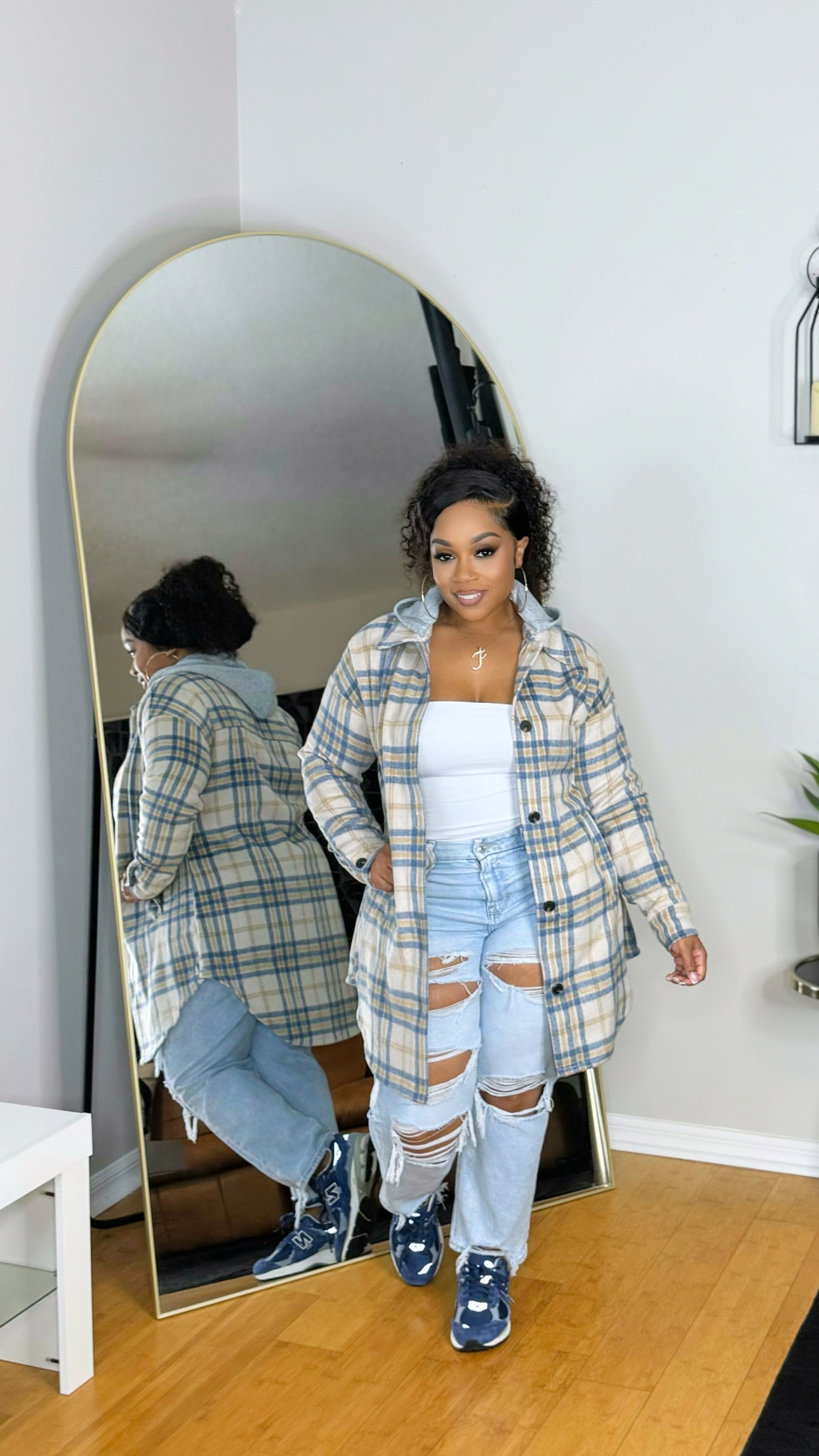 Plaid Shacket- Tan Mix