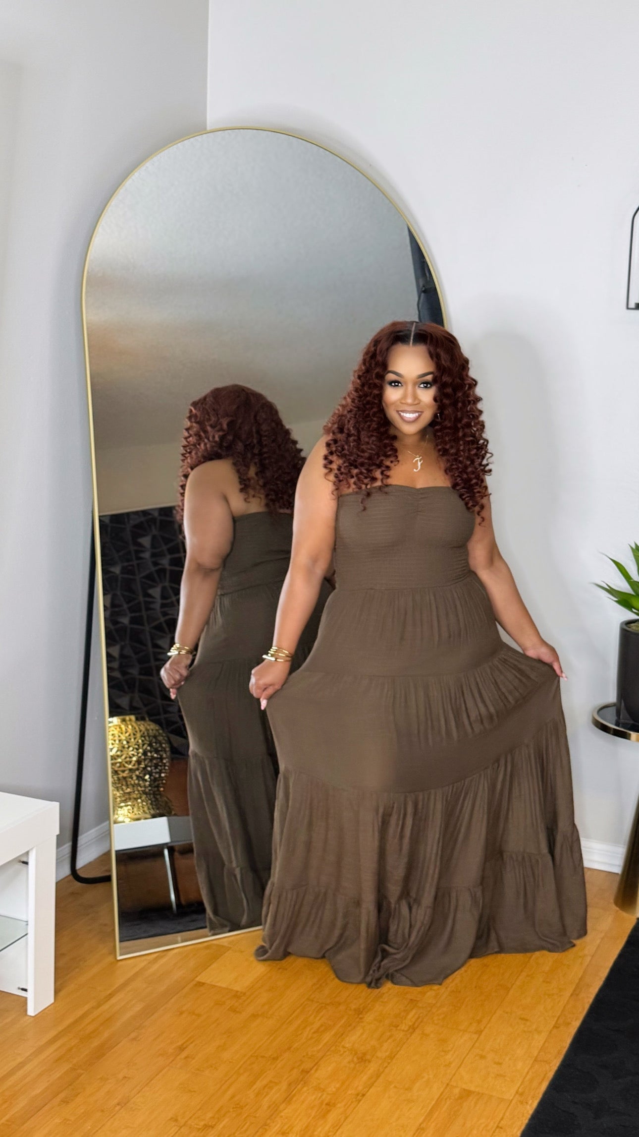 Let It Flow Maxi Dress-Brown