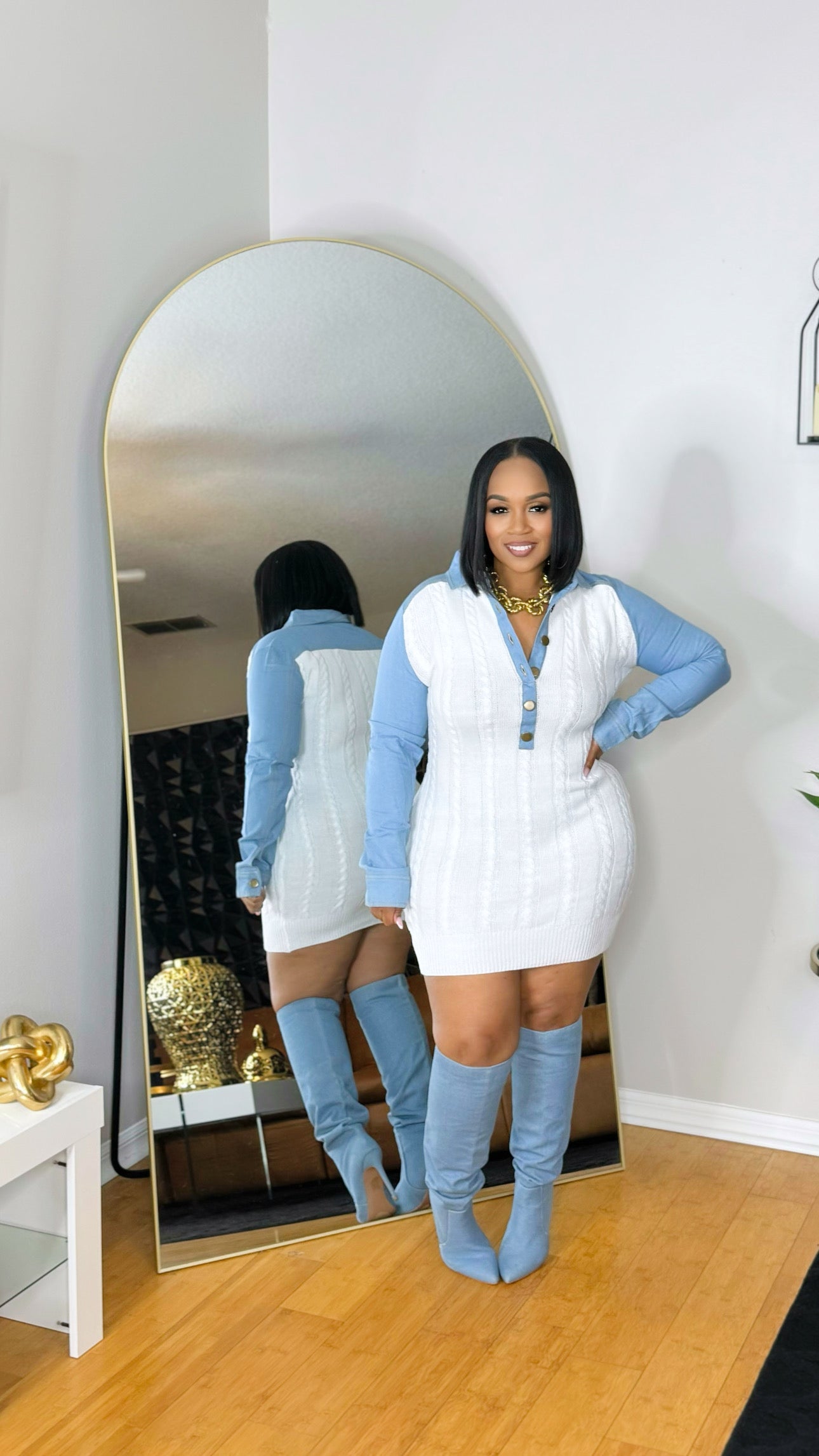 Sweater Dress Denim Mix