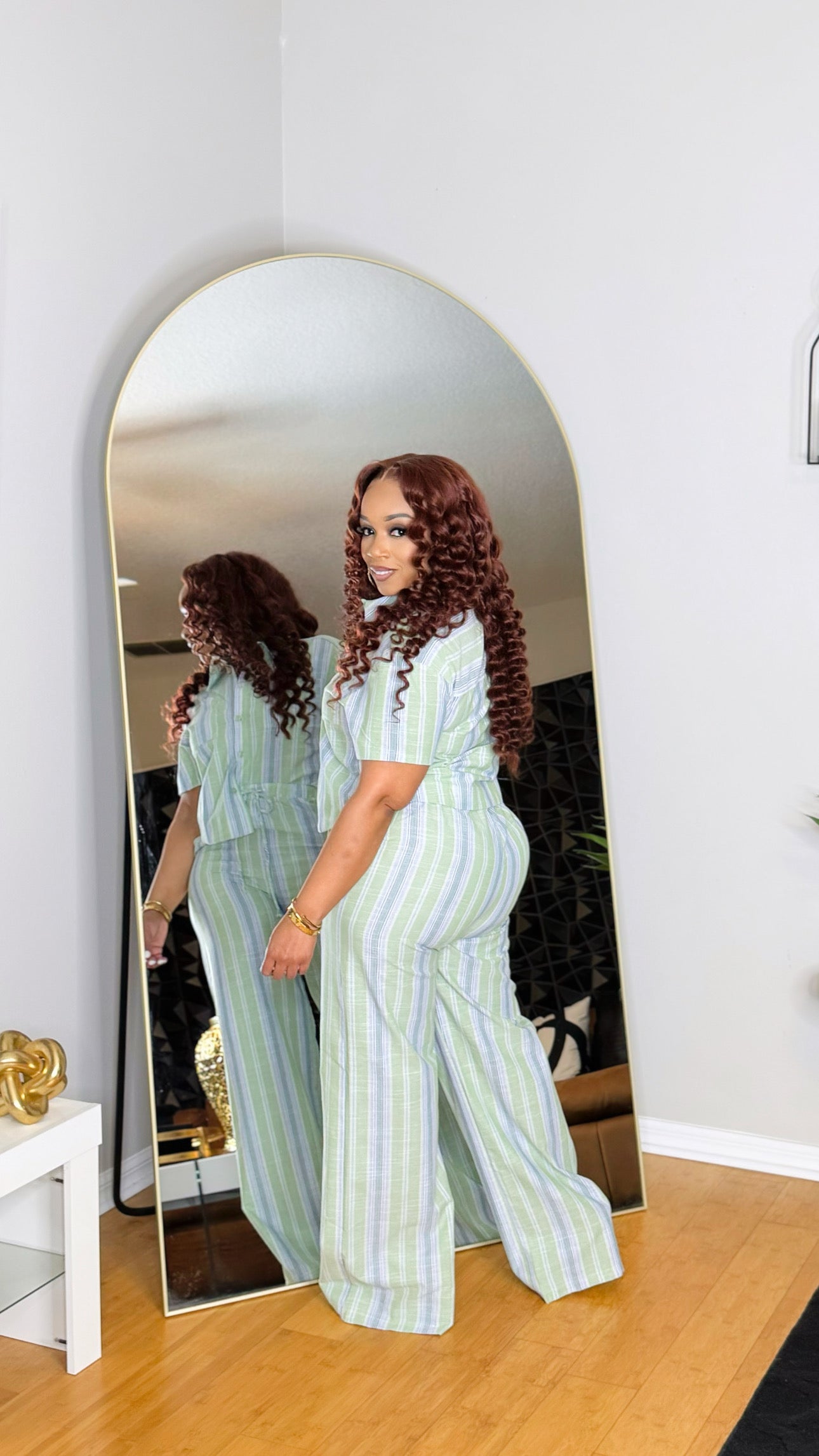 Linen Stipe Set- Sage Combo