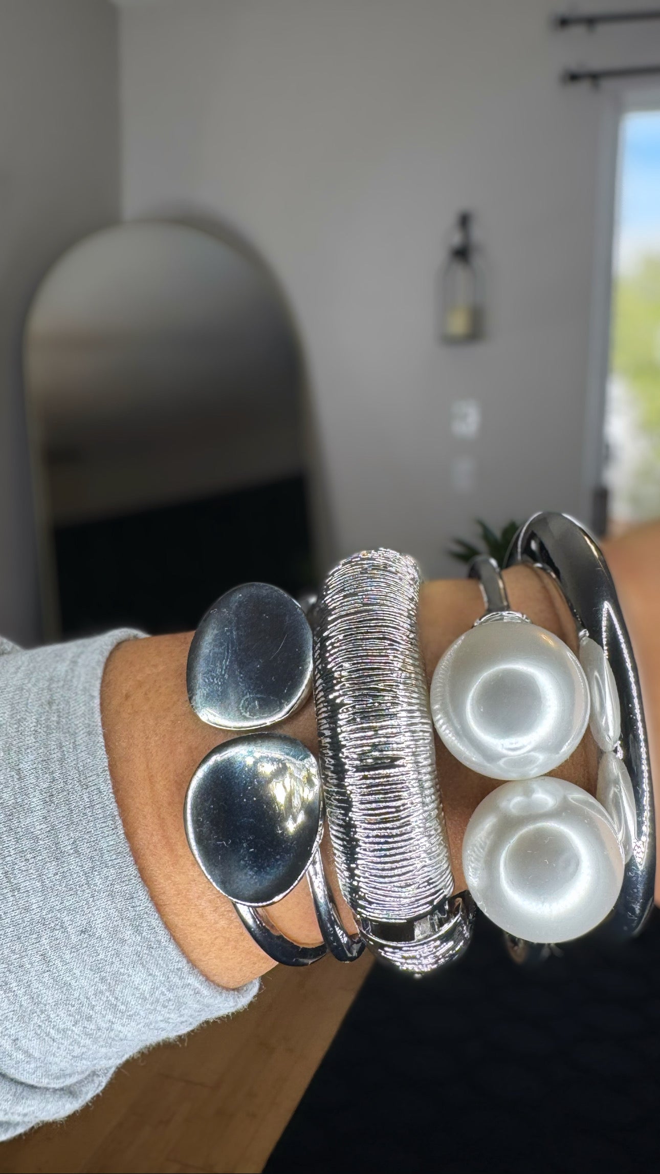 Chunky Silver Bracelet Stack