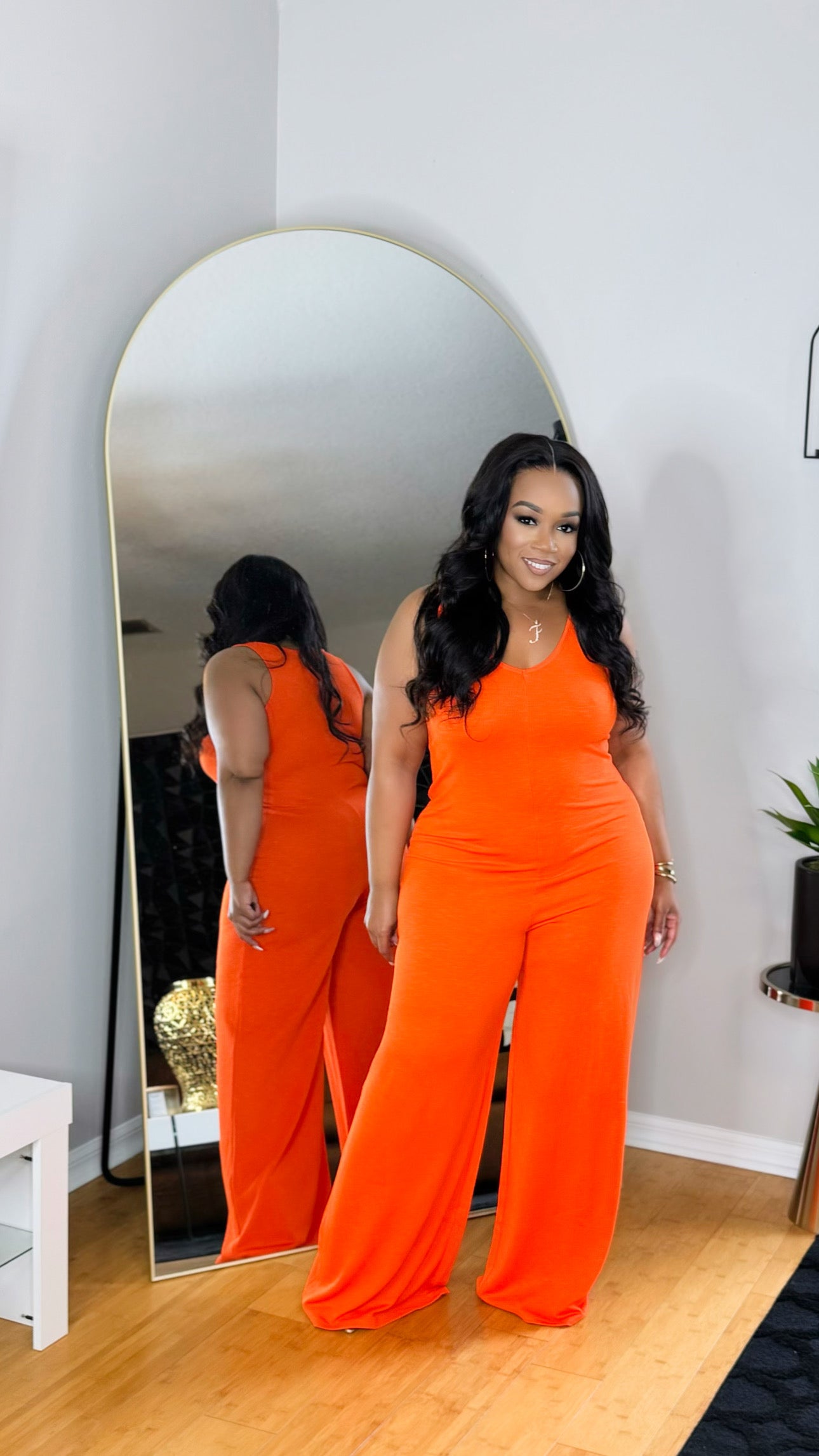 Ribbed Jumpsuit- Orange