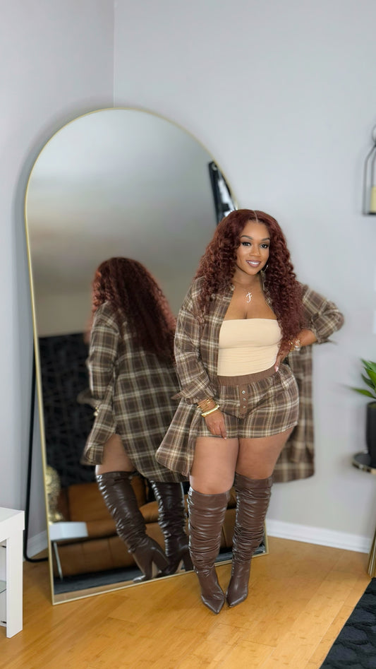 Fall Flannel Short Set