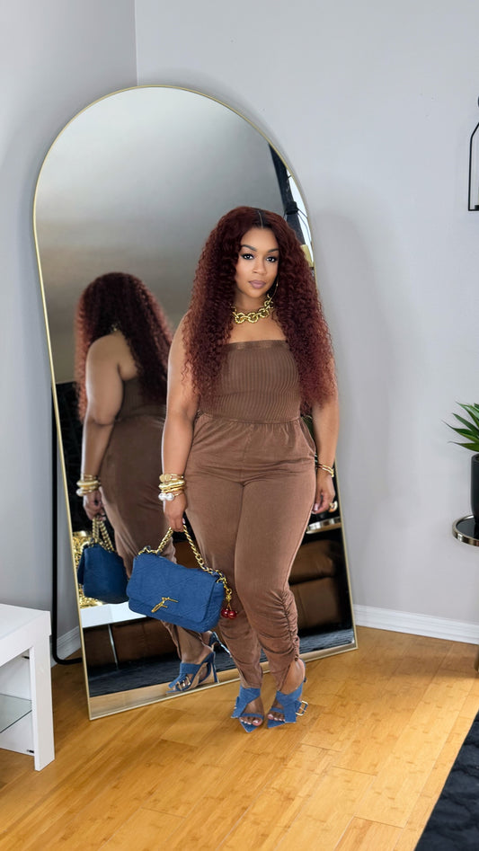 Burning Blue Jumpsuit- Brown
