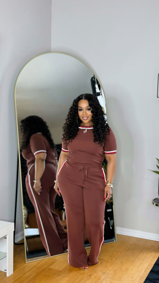 Knit Pant Set- Brown