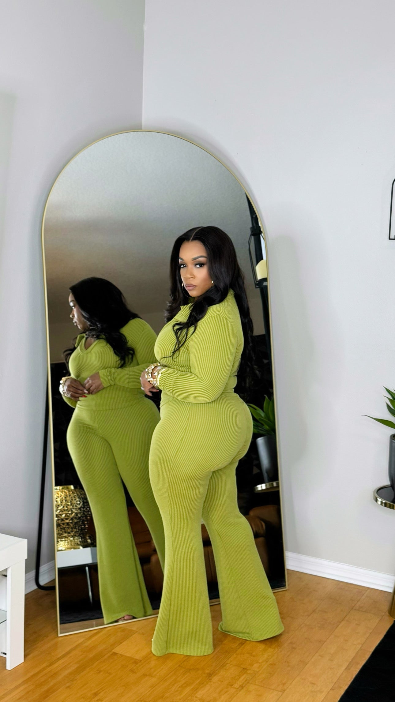 Fall Breeze Long Sleeve Set- Moss Green