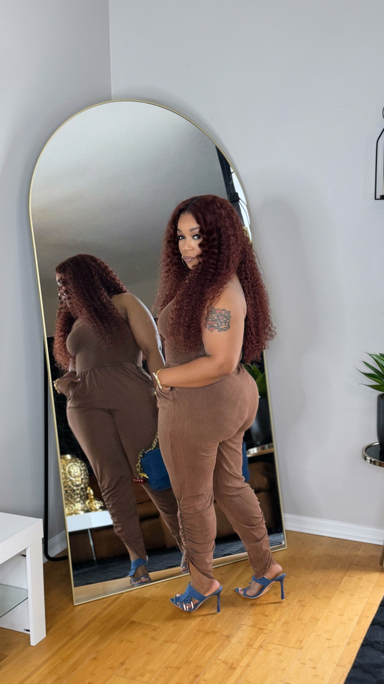 Burning Blue Jumpsuit- Brown