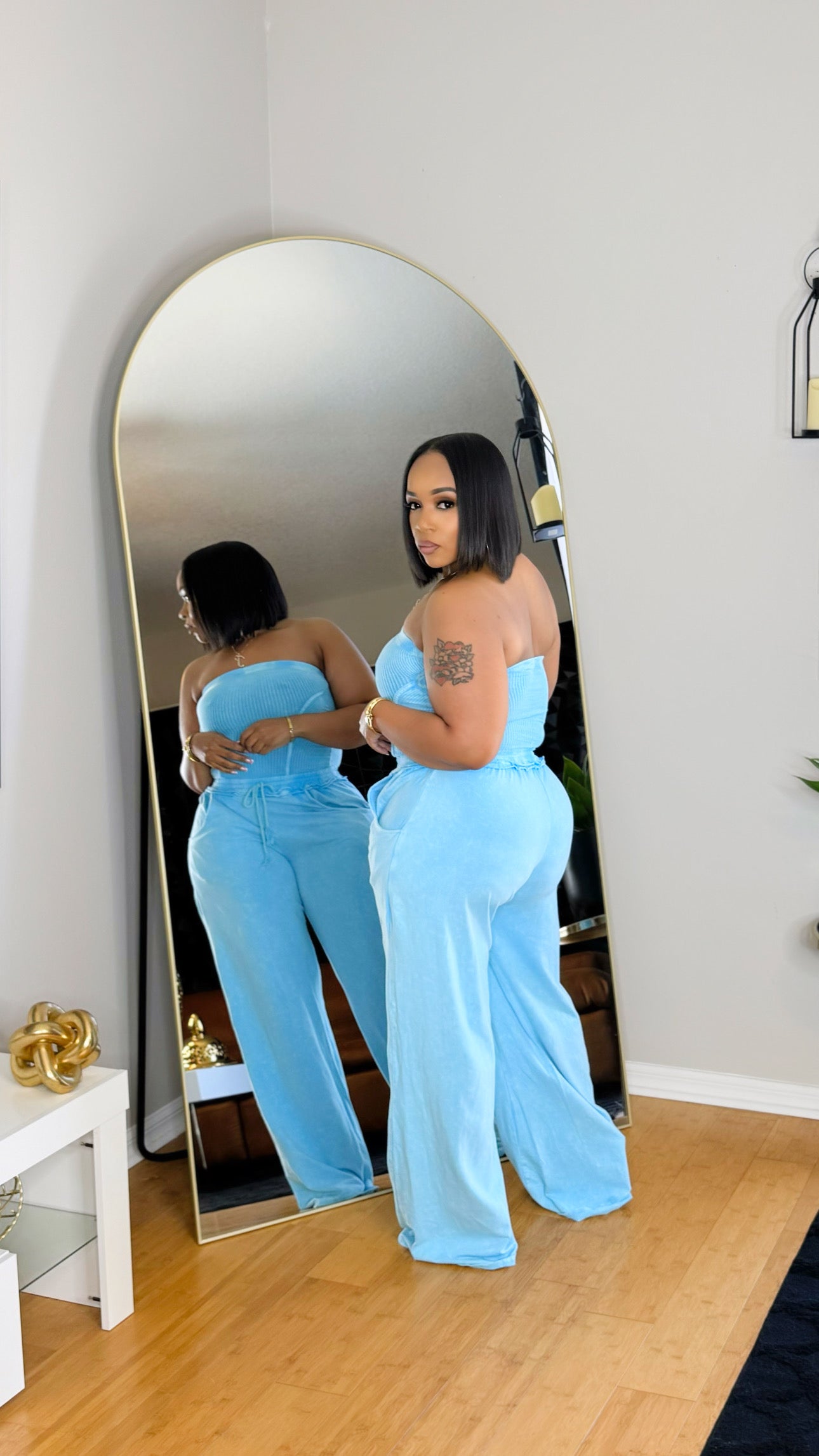 Mineral Wash Jumpsuit-Blue