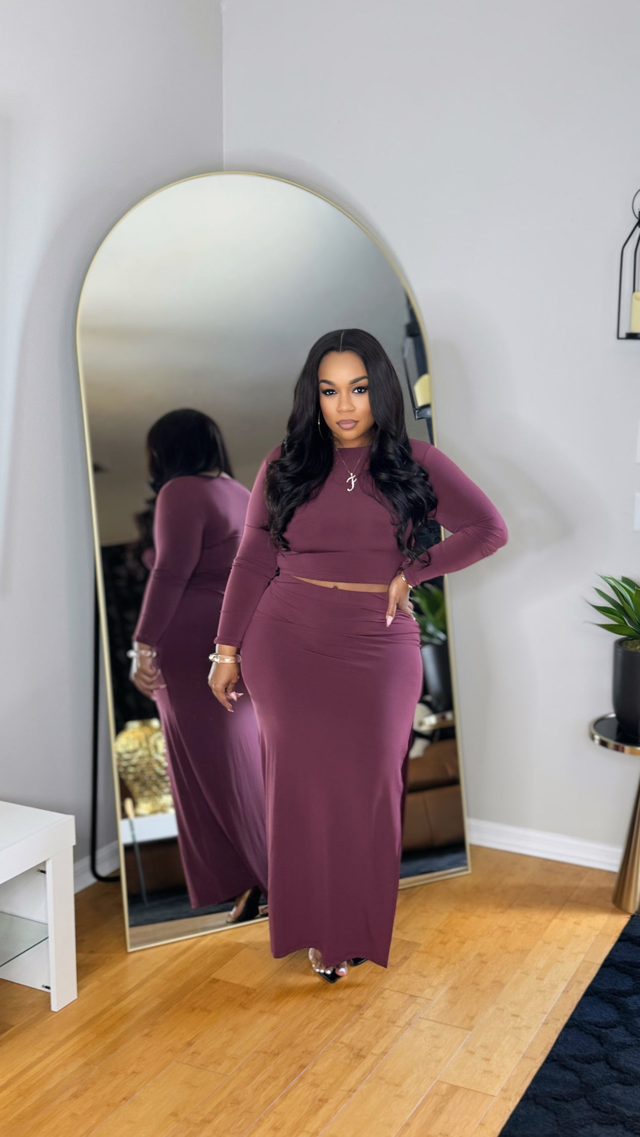 Simplicity Skirt Set- Burgundy