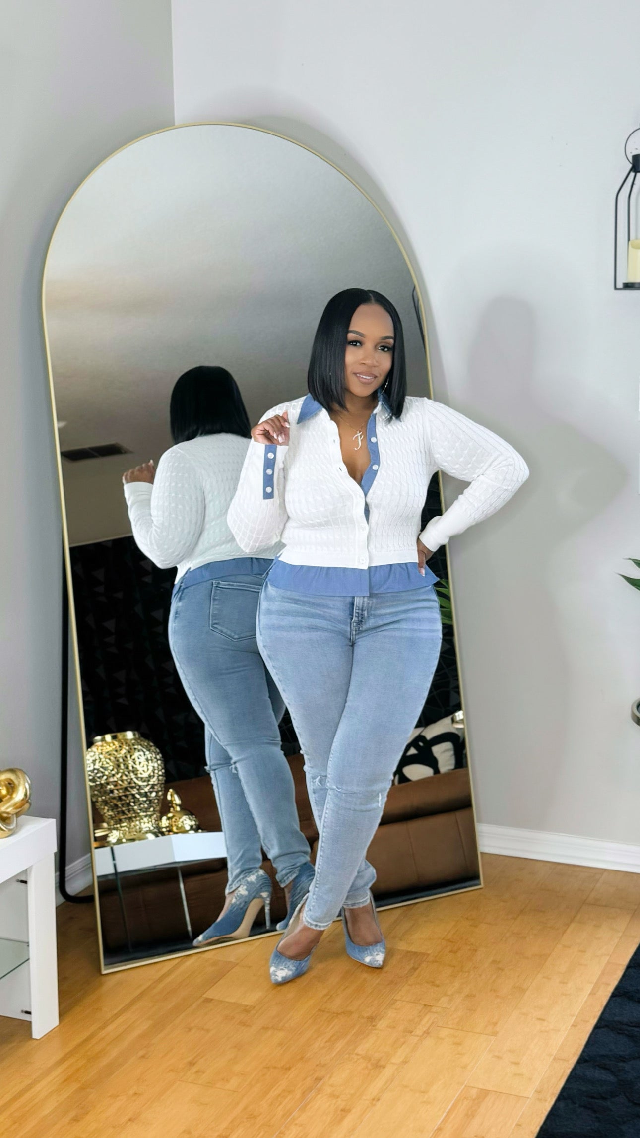 Mixed Media Cable Knit Sweater