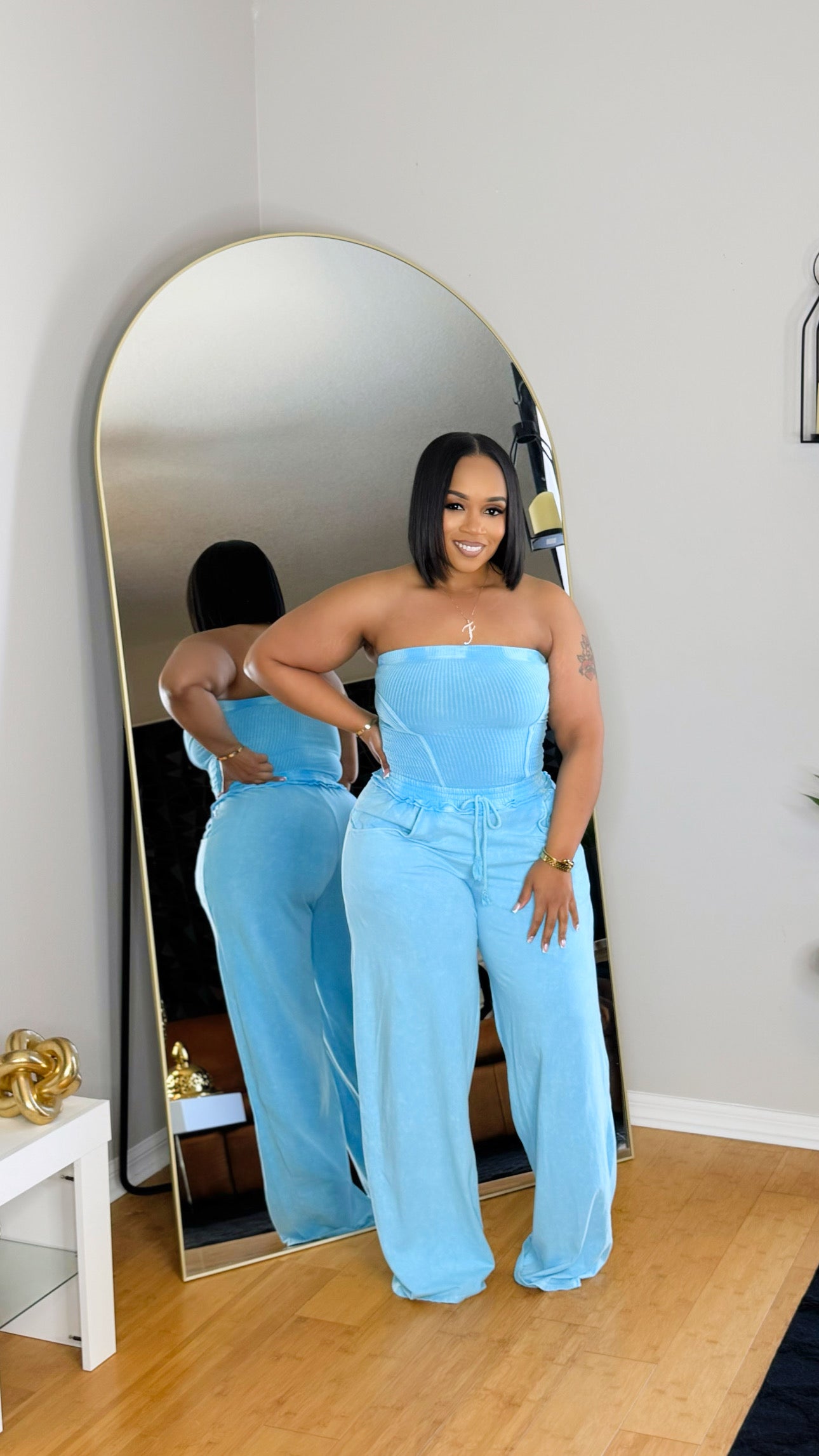 Mineral Wash Jumpsuit-Blue