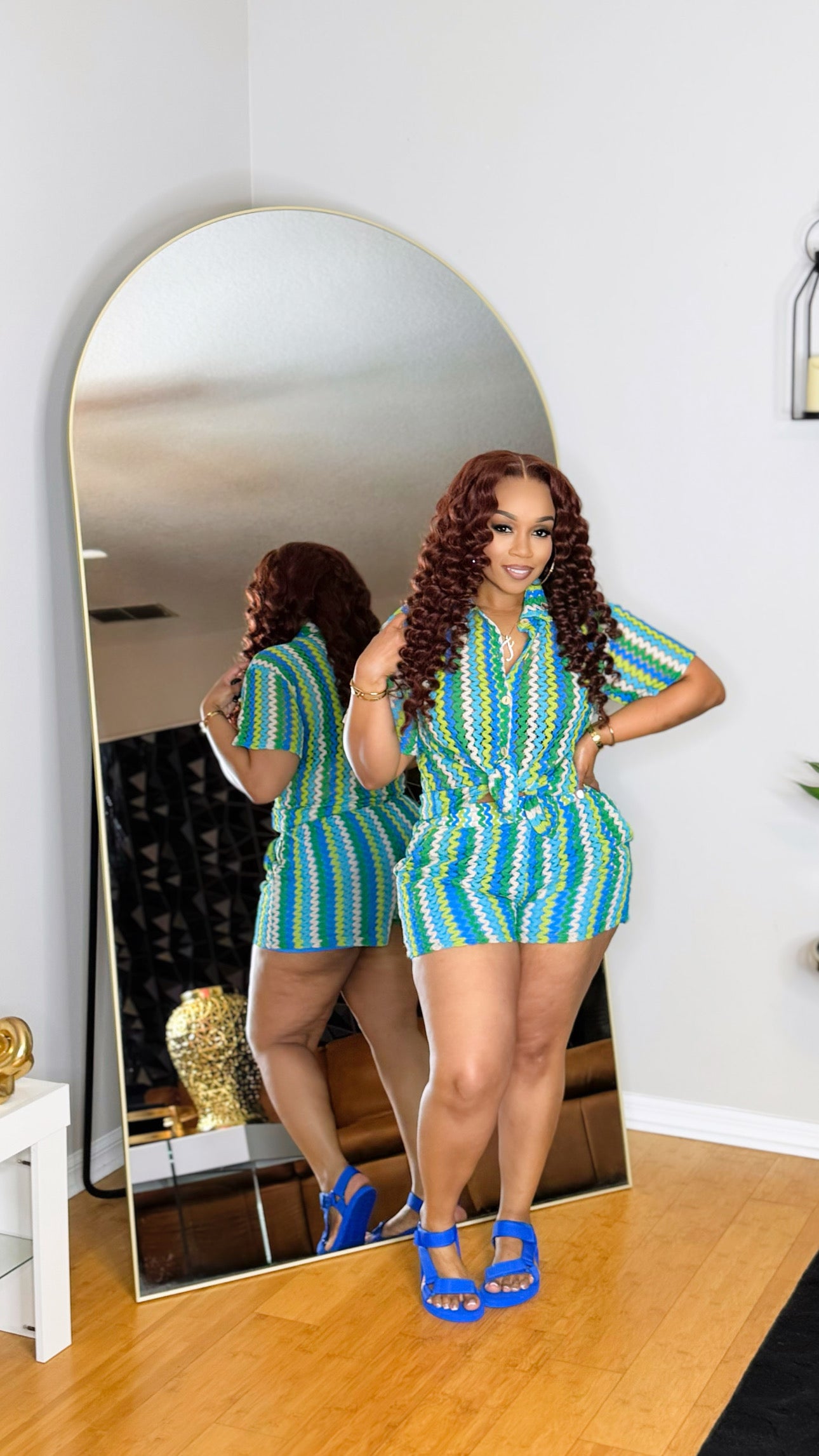 Spring Crochet Short Set- Blue Combo