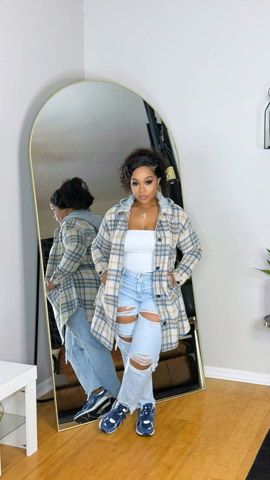 Plaid Shacket- Tan Mix