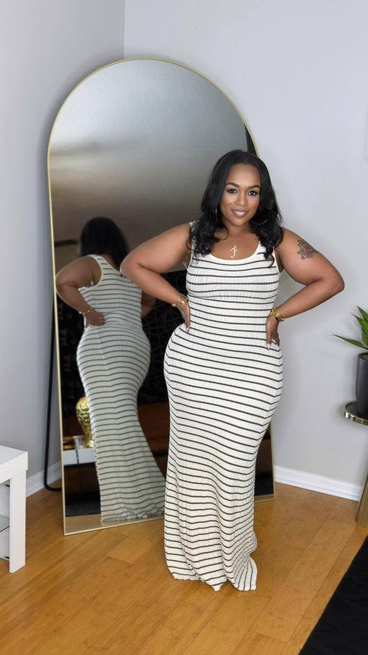 Upscale Striped Maxi- Brown