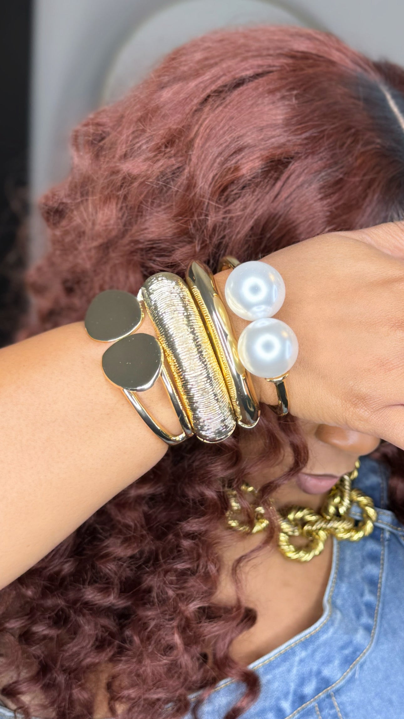 Chunky Gold Bracelet Stack