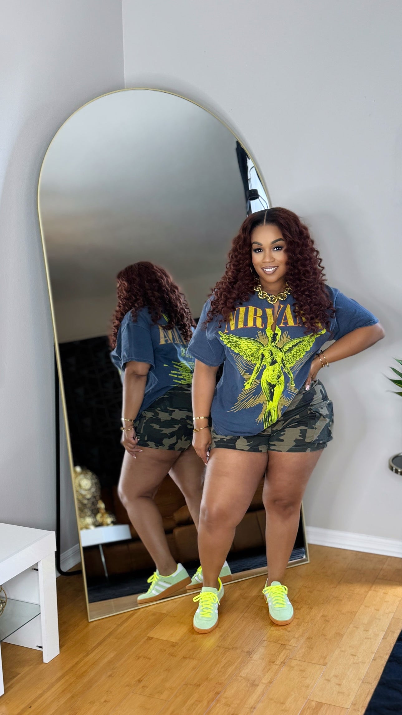 Nirvana Shirt- Navy/Lime