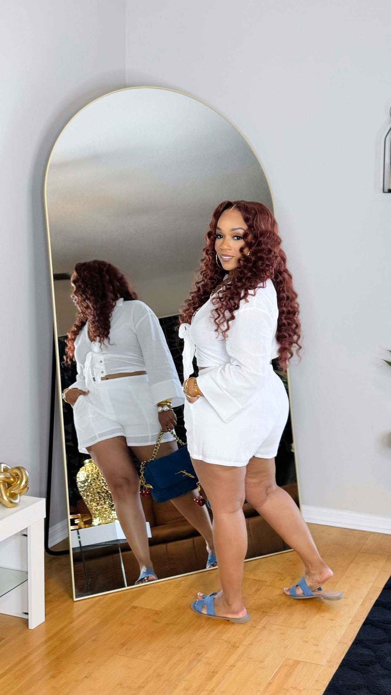 White Party Linen Short Set