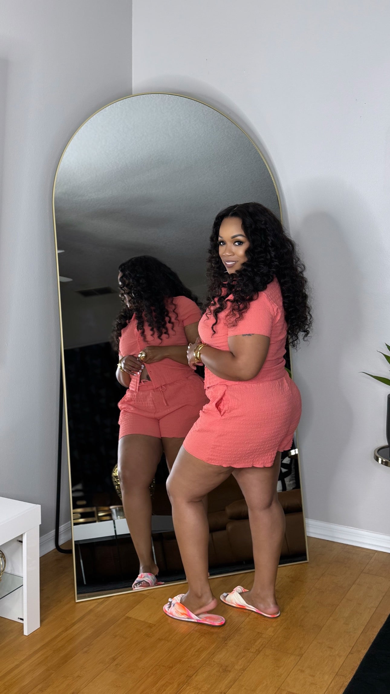 Texture Me Short Set- Pink
