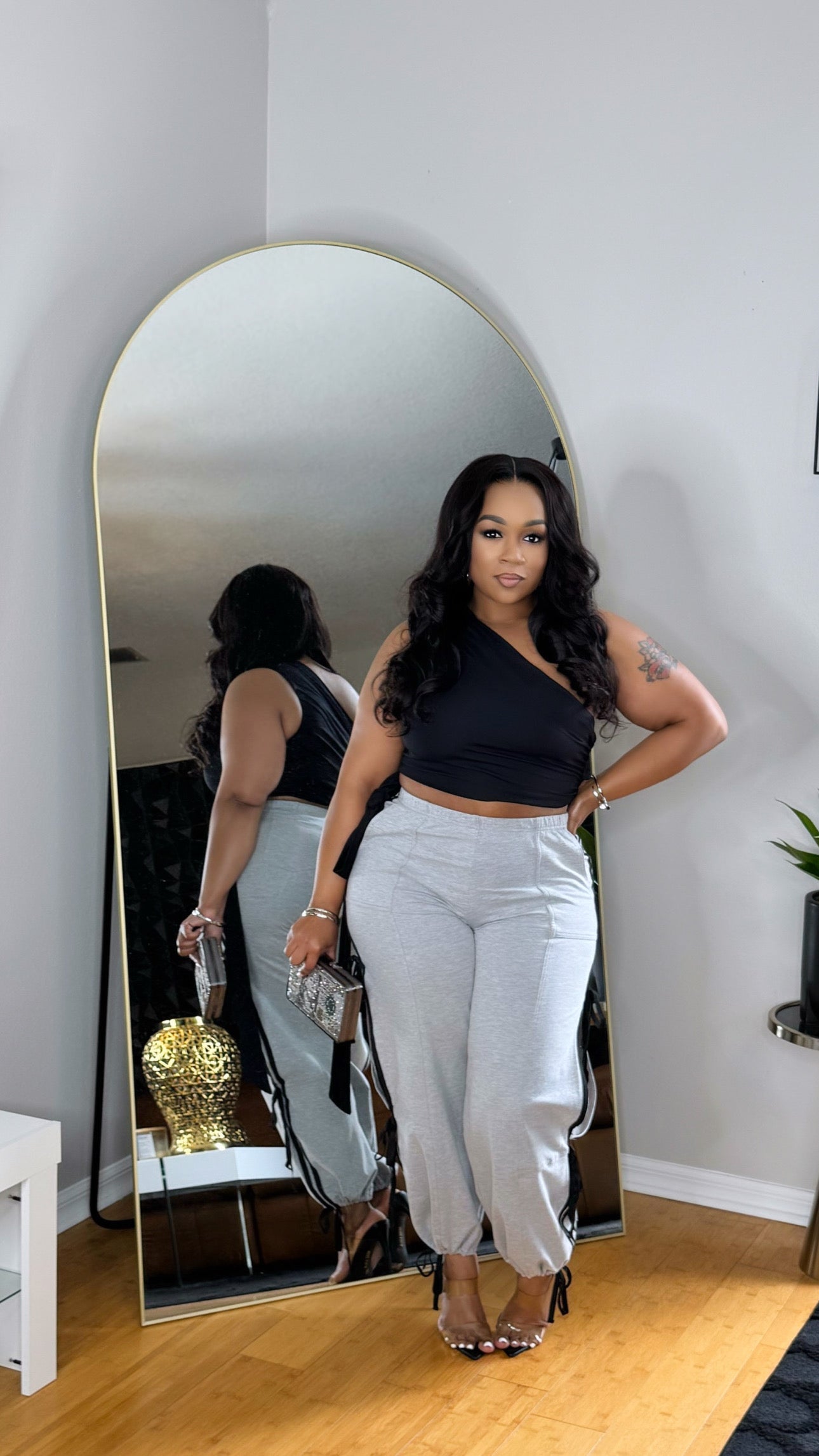 One Shoulder Top- Black