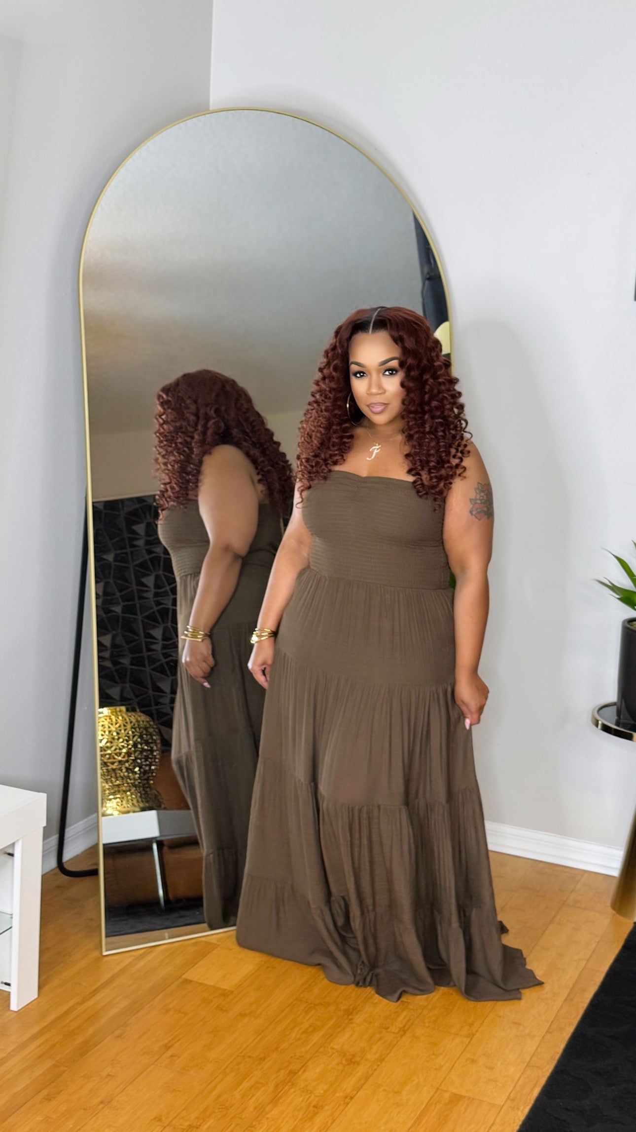 Let It Flow Maxi Dress-Brown