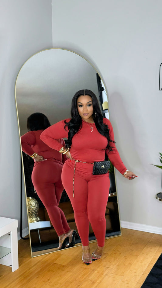 Weekend Legging Set-Rust