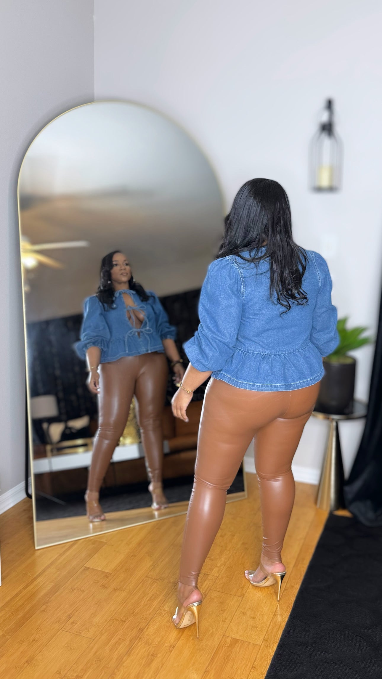 Faux Leather Leggings- Camel