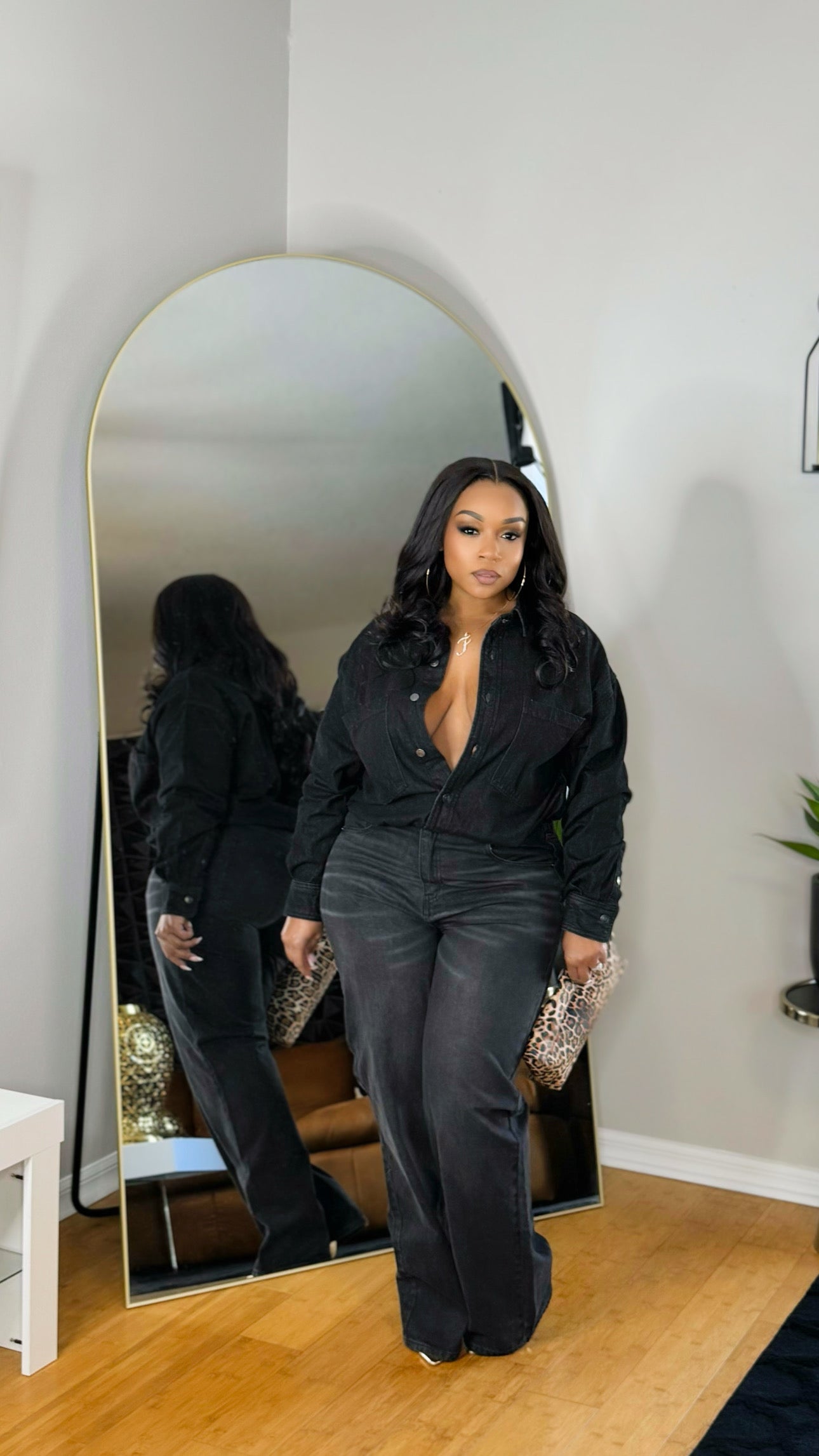 Denim Jumpsuit-Black