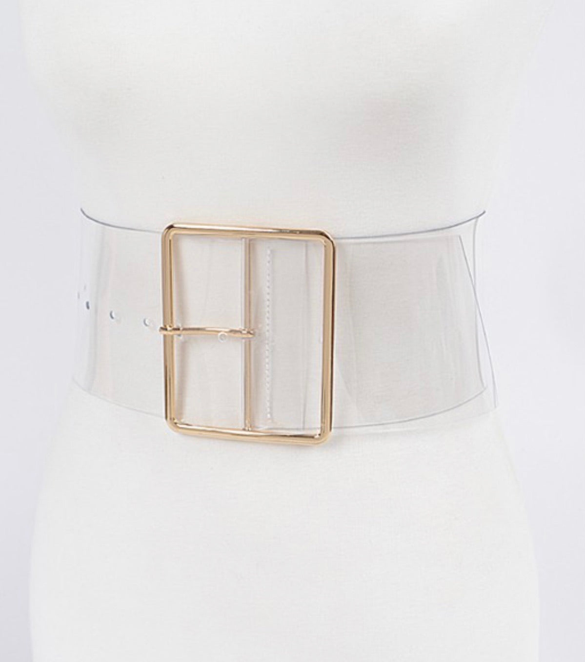 Clear Skinny Buckle Gold Belt