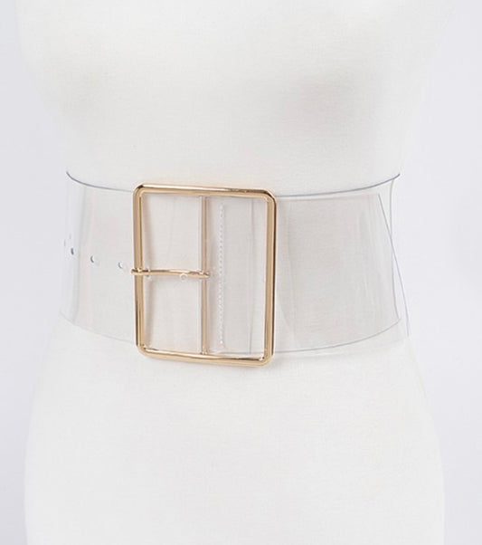 Clear Skinny Buckle Gold Belt